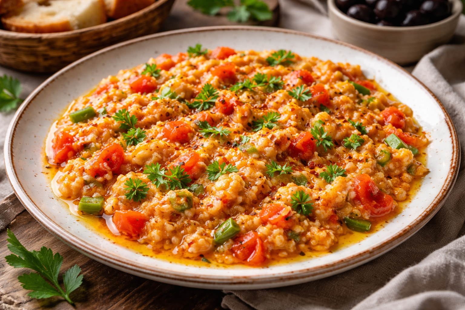 Tabağa alınmış menemen